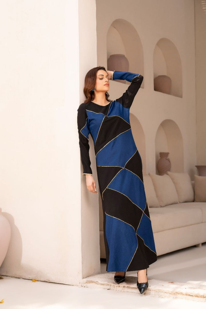 Anayra Amal - Grip Georgette Miraaj Lace Work Suit For Women - Black & Royal Blue - 2 Piece