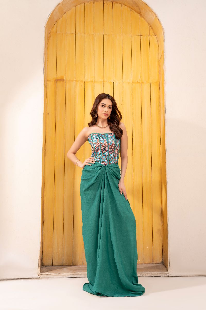 Anayra Amal - Grip Georgette Muse Printed Suit For Women - Aqua Green - 2 Piece