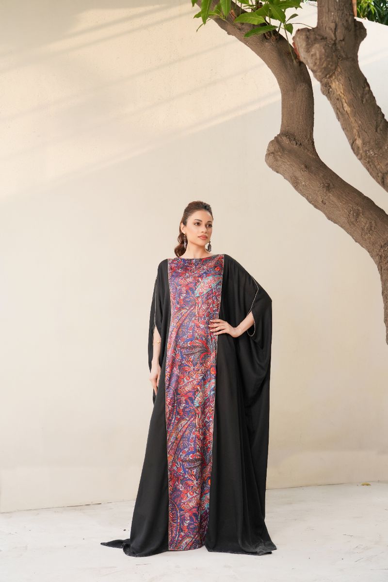 Anayra Amal - Grip Georgette Qalamkar Printed Shirt For Women - Black - 1 Piece
