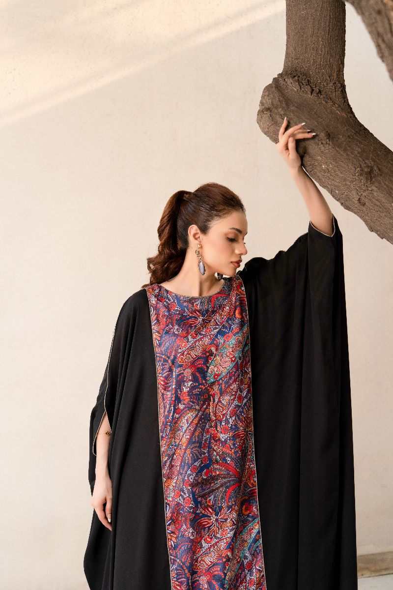 Anayra Amal - Grip Georgette Qalamkar Printed Shirt For Women - Black - 1 Piece