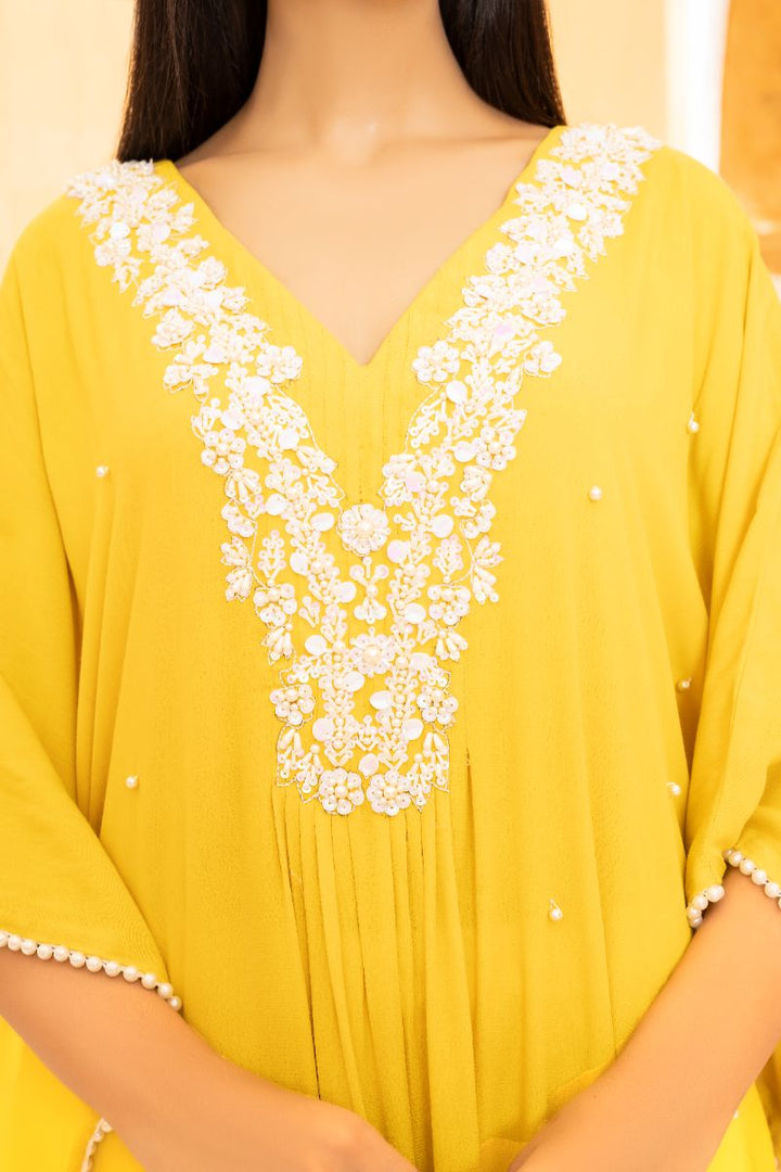 Anayra Amal - Naqsh Grip Georgette Hand Work Suit For Women - Yellow - 2 Piece