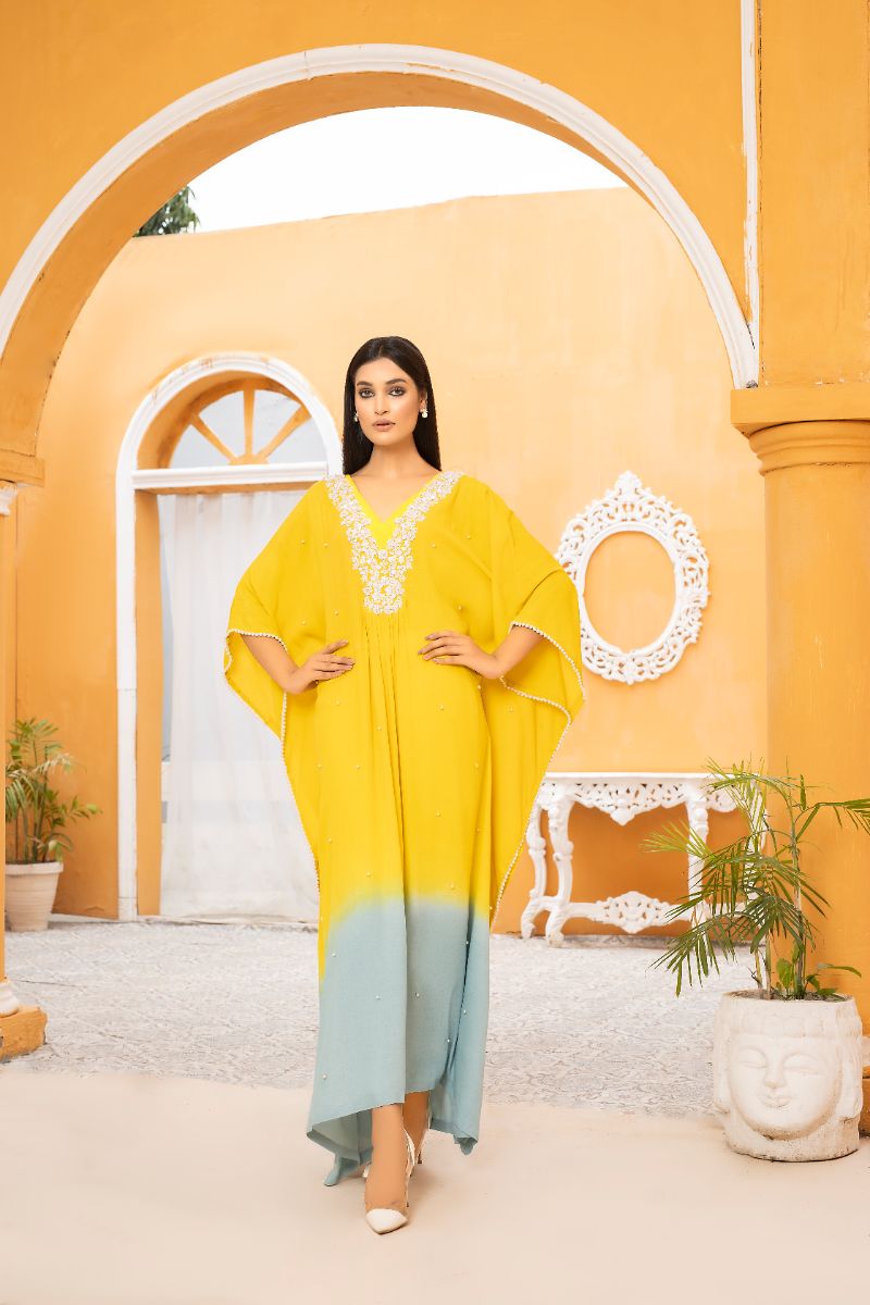 Anayra Amal - Naqsh Grip Georgette Hand Work Suit For Women - Yellow - 2 Piece