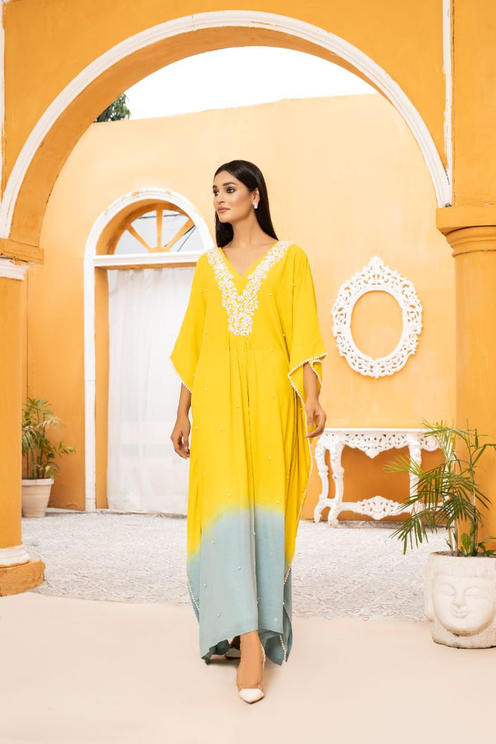 Anayra Amal - Naqsh Grip Georgette Hand Work Suit For Women - Yellow - 2 Piece
