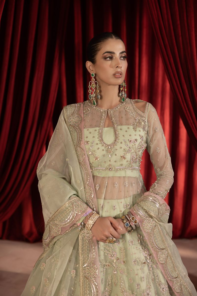 Anayra Amal - Paalki - Mint Green - Organza - 3 Piece