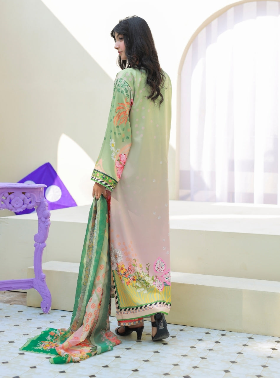 Anayra Amal - Parsley Grip Still Motion Printed Suit For Women - 3 Piece