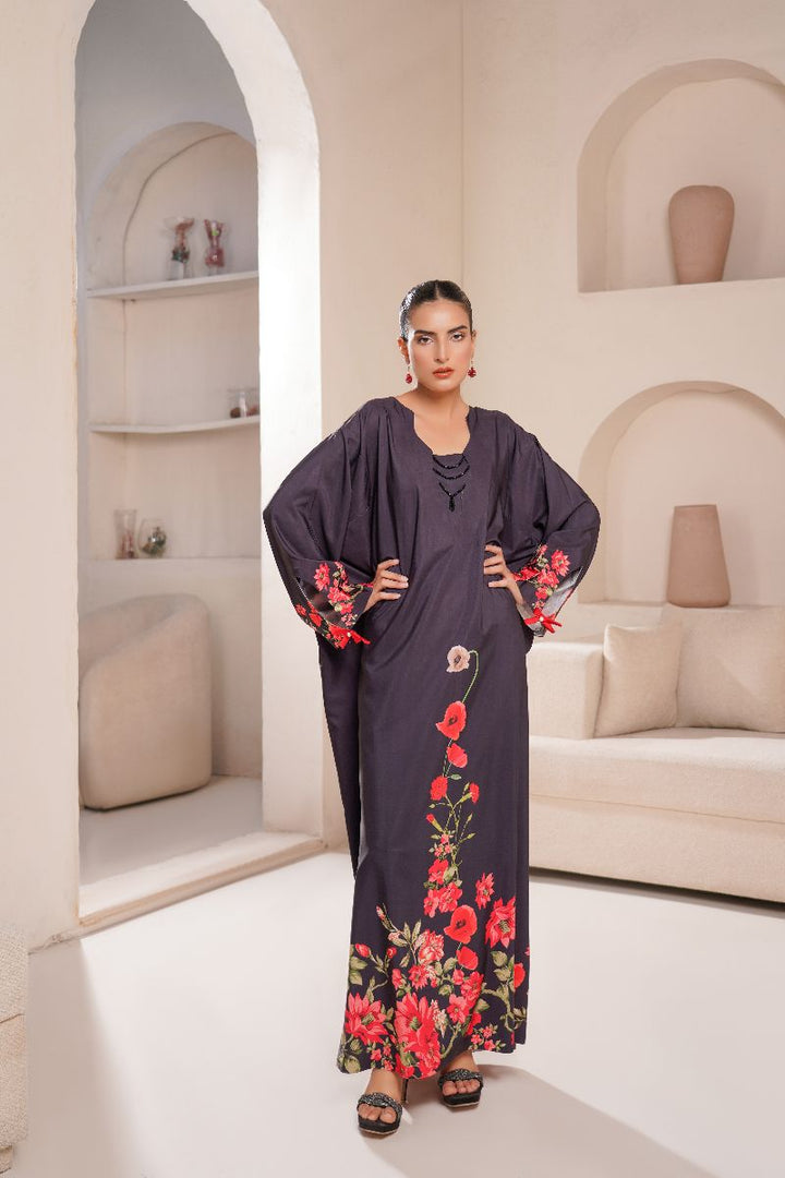 Anayra Amal - Poly Raw Silk Crimson Printed Shirt For Women - Black - 1 Piece