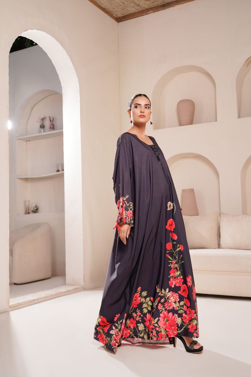 Anayra Amal - Poly Raw Silk Crimson Printed Shirt For Women - Black - 1 Piece