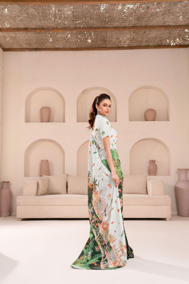 Anayra Amal - Poly Raw Silk Dastaan Printed Shirt For Women - Green - 1 Piece