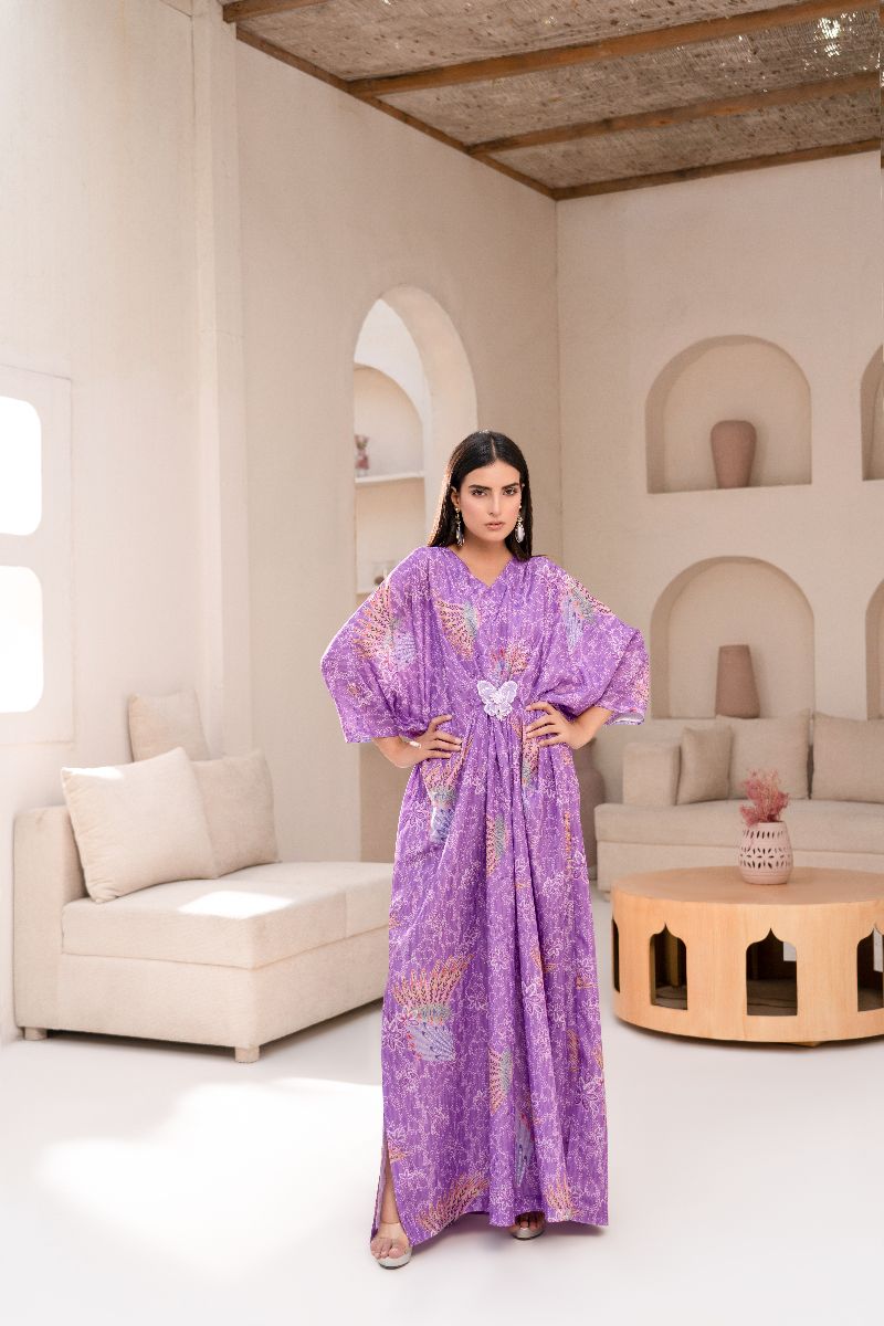 Anayra Amal - Poly Raw Silk Imrozia Printed Shirt For Women - Lilac - 1 Piece