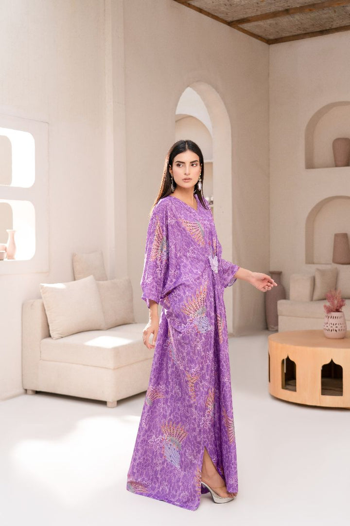 Anayra Amal - Poly Raw Silk Imrozia Printed Shirt For Women - Lilac - 1 Piece