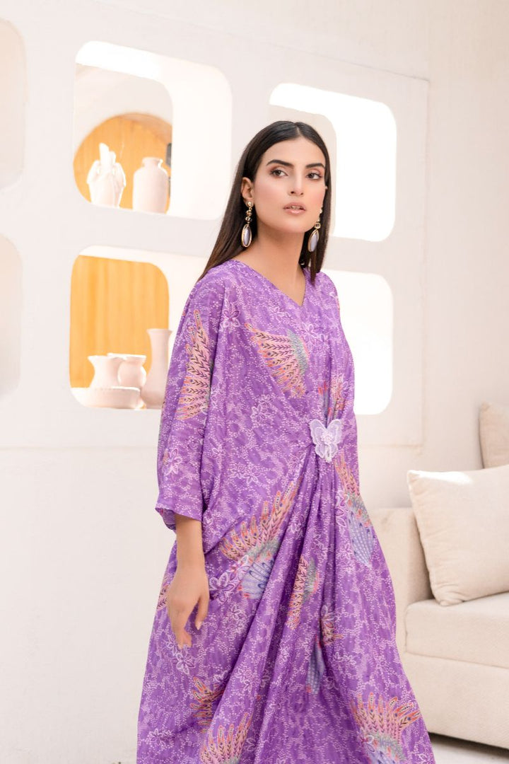 Anayra Amal - Poly Raw Silk Imrozia Printed Shirt For Women - Lilac - 1 Piece