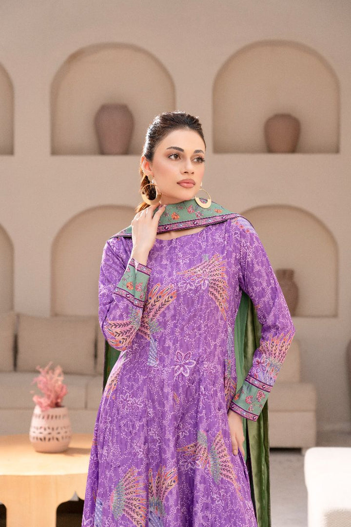 Anayra Amal - Poly Raw Silk Jazmin Printed Suit For Women - Lilac - 3 Piece