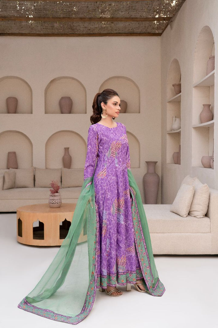 Anayra Amal - Poly Raw Silk Jazmin Printed Suit For Women - Lilac - 3 Piece