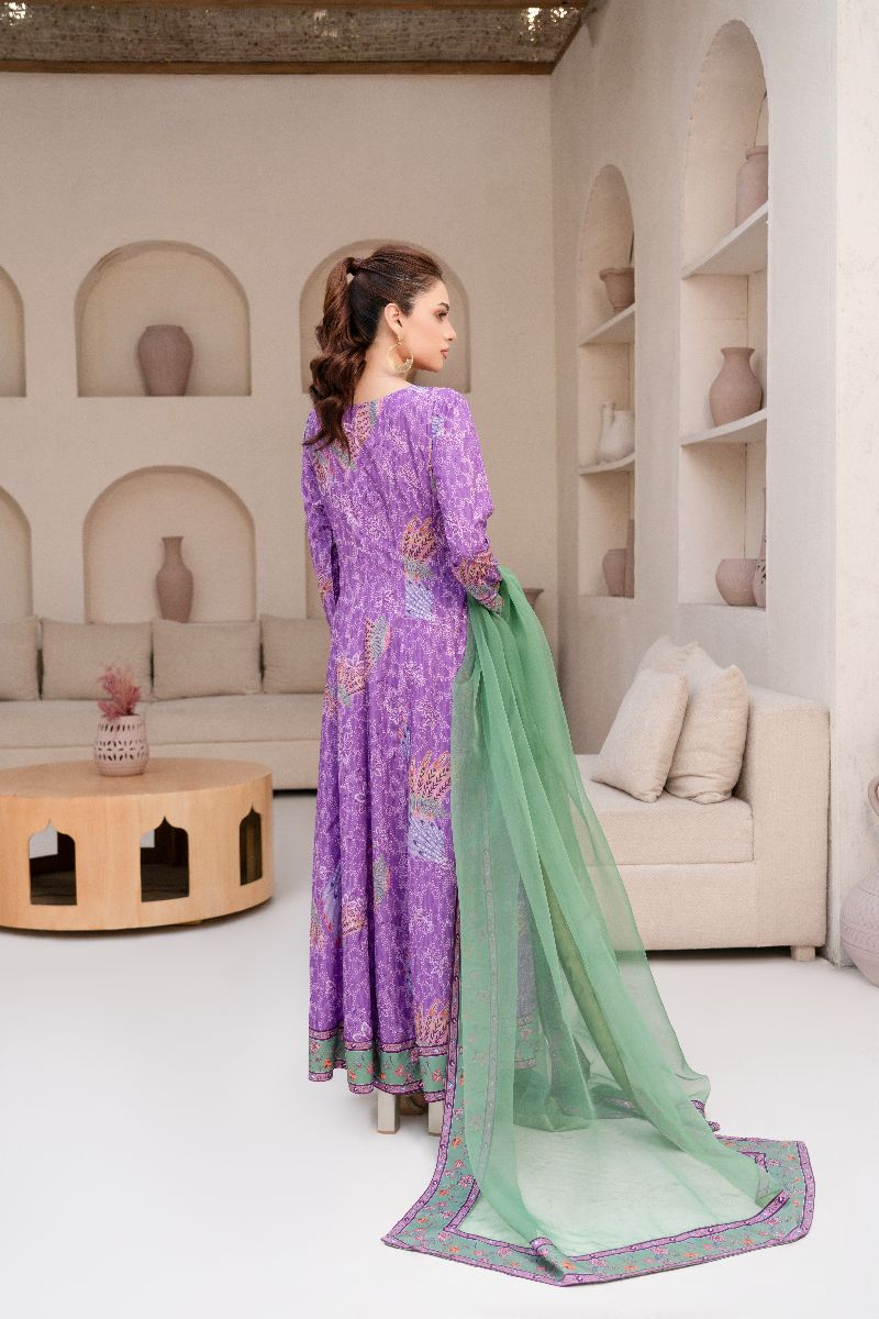 Anayra Amal - Poly Raw Silk Jazmin Printed Suit For Women - Lilac - 3 Piece