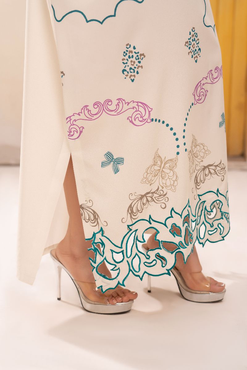 Anayra Amal - Poly Raw Silk Mushq Embroidered Shirt For Women - Off  White - 1 Piece