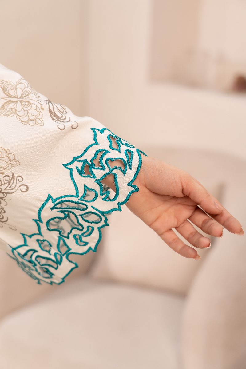 Anayra Amal - Poly Raw Silk Mushq Embroidered Shirt For Women - Off  White - 1 Piece