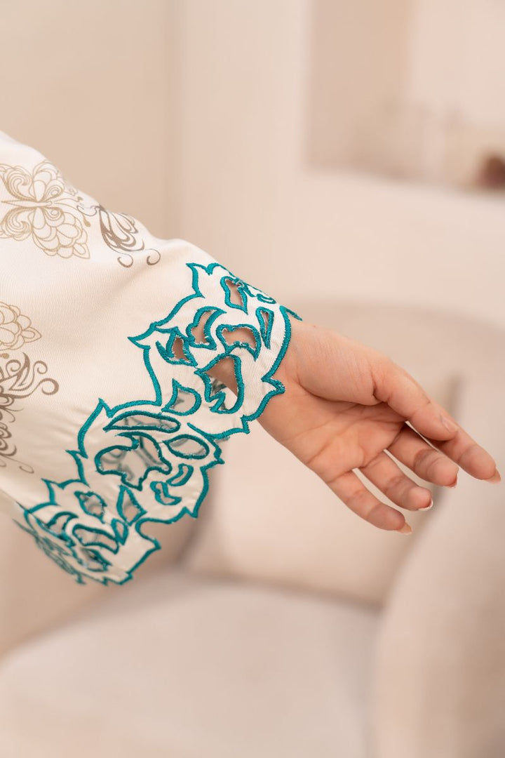 Anayra Amal - Poly Raw Silk Mushq Embroidered Shirt For Women - Off  White - 1 Piece