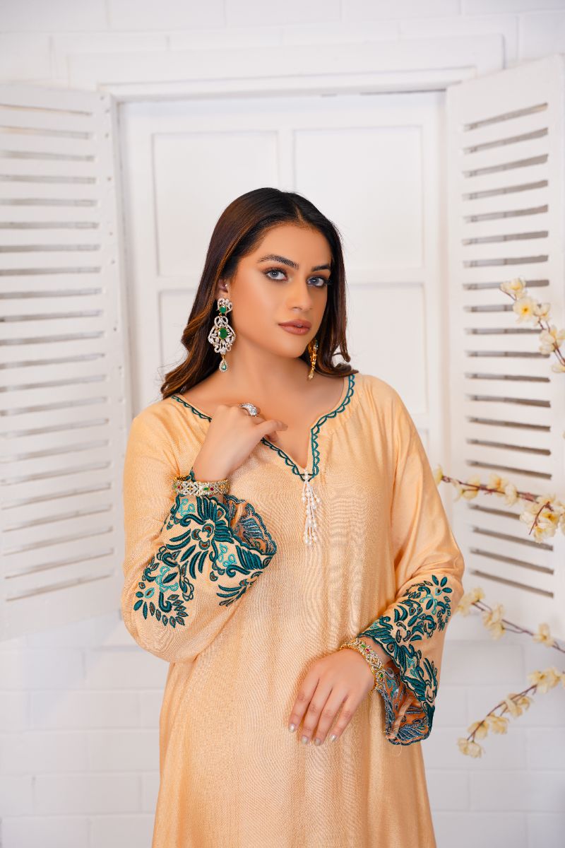 Anayra Amal - Roshni Soft Cotton Embroidered Suit For Women - Coffee - 2 Piece