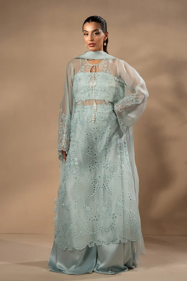 Sania Maskatiya - Ania - Organza / Charmeuse / Organza - Sky Blue - 3 Piece