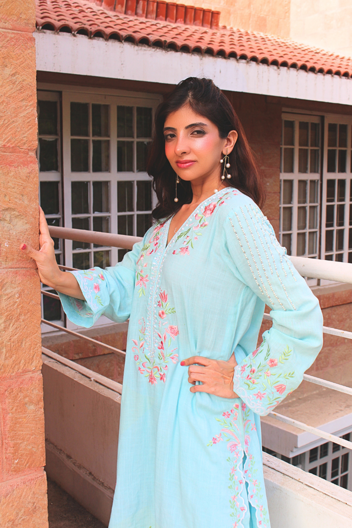 Nazia and Parisa - Aqua - Blue - Lawn - 2 Piece