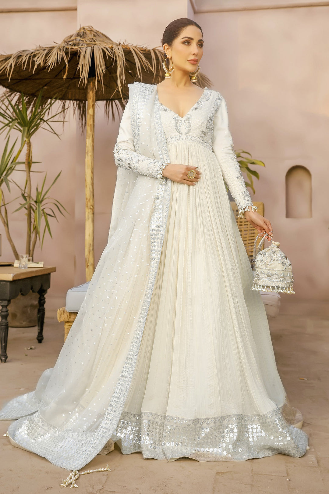 Arif Ashraf - AJR - Offwhite - Crush and Raw Silk and Zari Organza - 3 Piece
