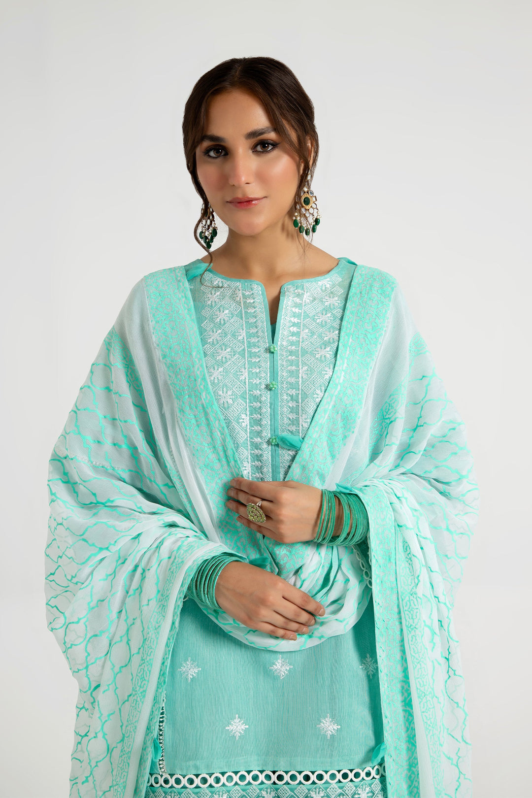 Arif Ashraf - Aabi - Aqua - Cotton and Raw Silk and Chiffon - 3 piece