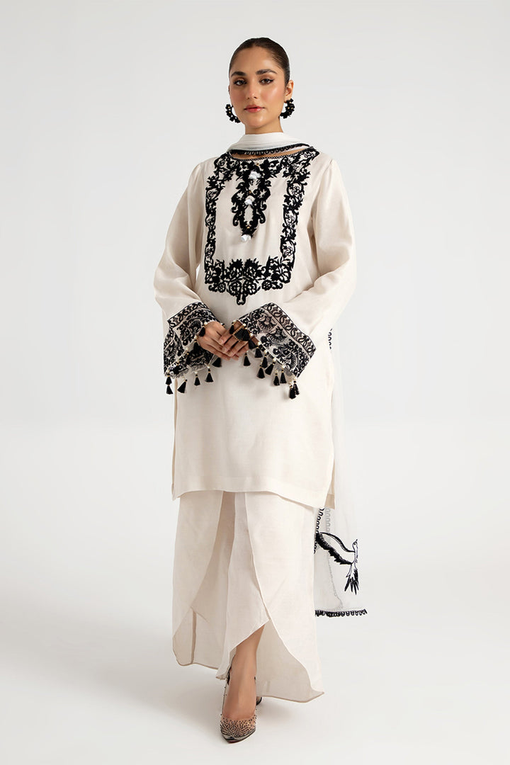 Arif Ashraf - Beyaz - Ivory - Viscose Blend and Chiffon - 3 Piece