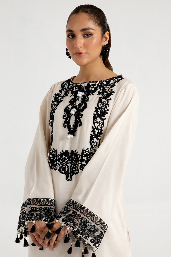 Arif Ashraf - Beyaz - Ivory - Viscose Blend and Chiffon - 3 Piece