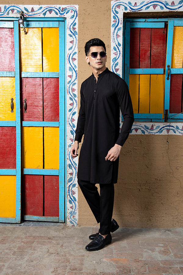 Arif Ashraf - Black Kurta Trouser - 2 Piece