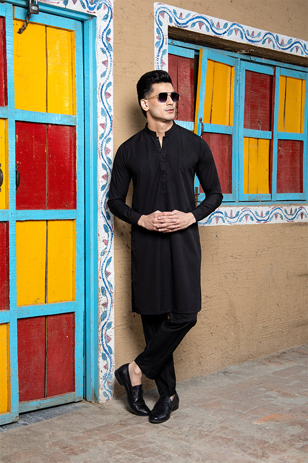 Arif Ashraf - Black Kurta Trouser - 2 Piece