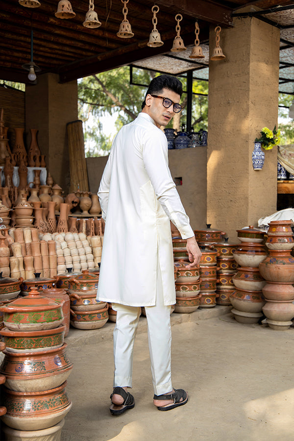 Arif Ashraf - Cream Boski Kurta Trouser - 2 Piece