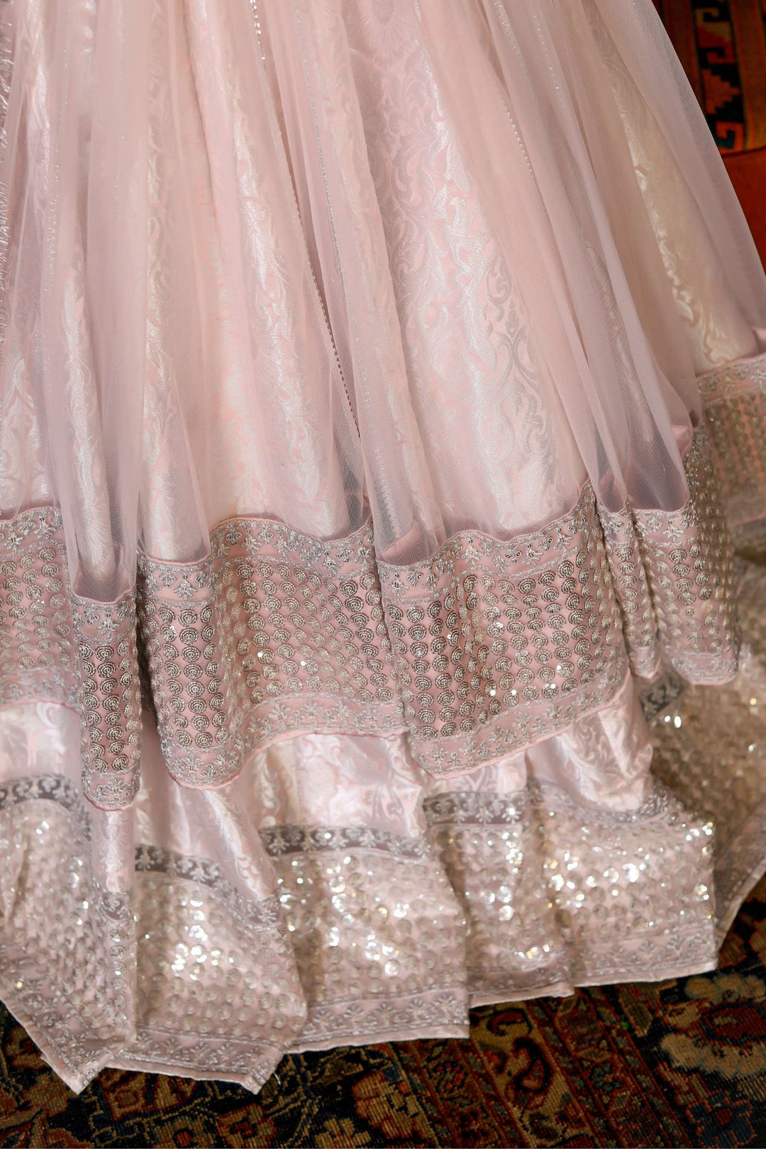 Arif Ashraf - Dilnaz - Lehnga - Pink - Net, Jamawar & Organza - 3 Piece