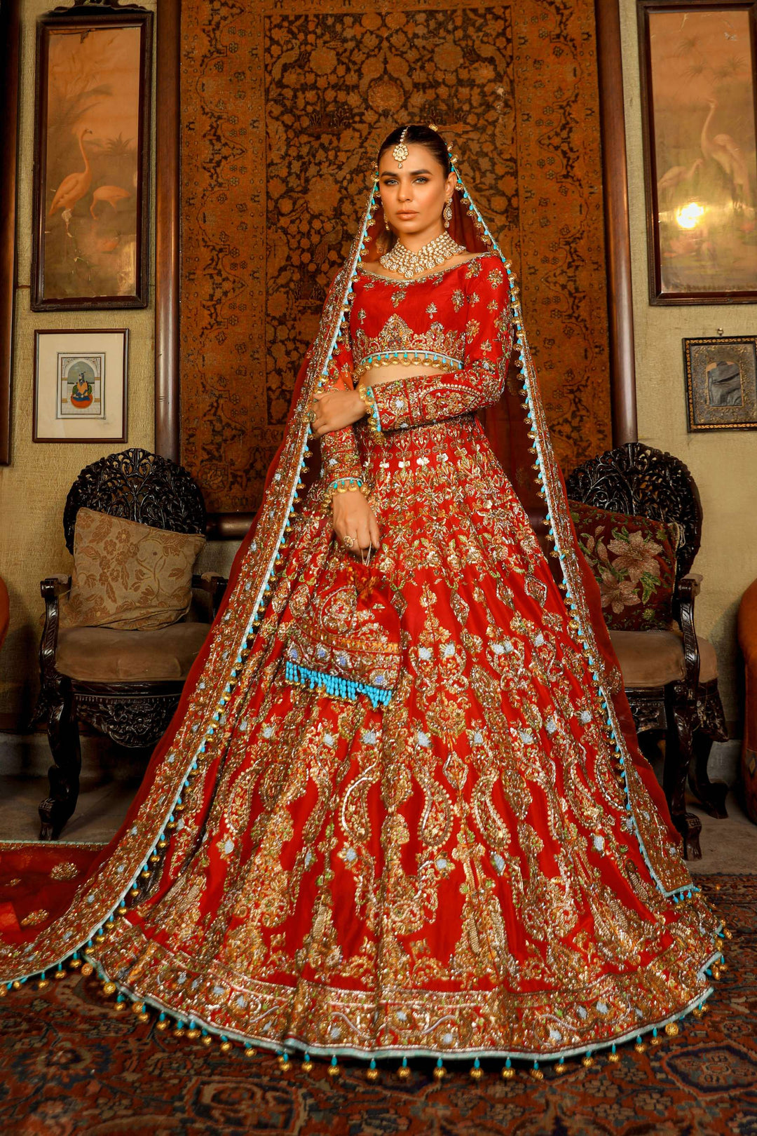 Arif Ashraf - Gulaboo - Red - Raw Silk and Katan Organza - 3 Piece