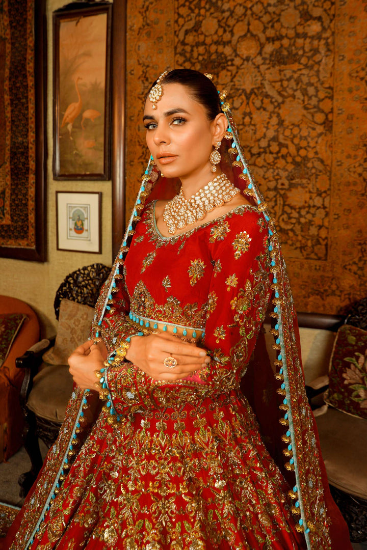 Arif Ashraf - Gulaboo - Red - Raw Silk and Katan Organza - 3 Piece