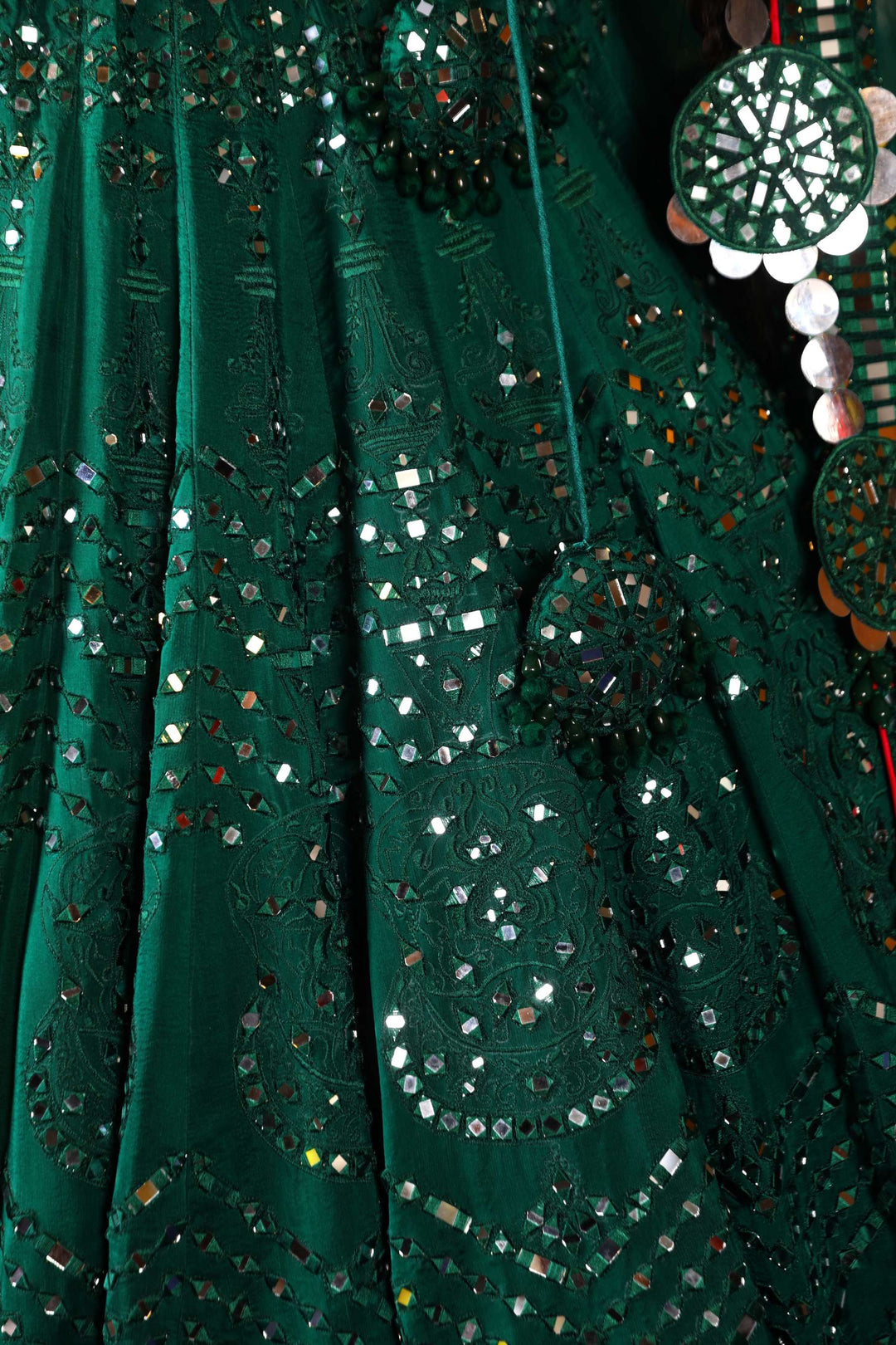 Arif Ashraf - Hara Rang - Lehnga - Bottle Green - Raw Silk & Organza - 3 Piece