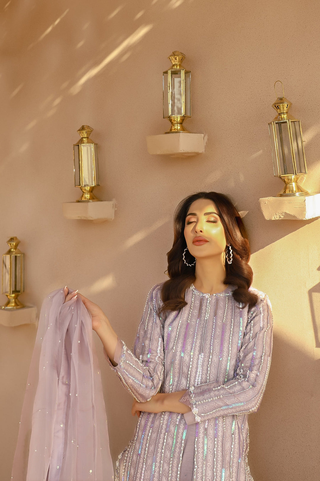 Arif Ashraf - LOREM - Lilac - Organza & Raw Silk - 3 Piece