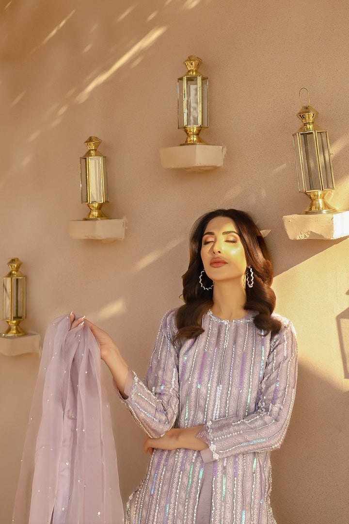 Arif Ashraf - LOREM - Lilac - Organza & Raw Silk - 3 Piece