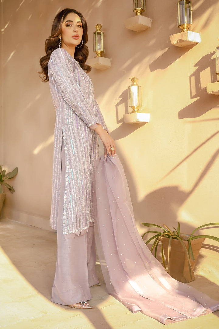 Arif Ashraf - LOREM - Lilac - Organza & Raw Silk - 3 Piece