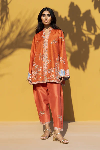 Sania Maskatiya - Arley Jamawar & Raw Silk Suit For Women - Coral - 2 Piece