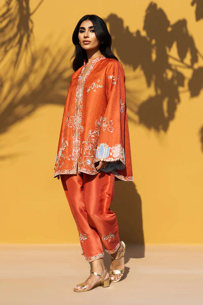 Sania Maskatiya - Arley Jamawar & Raw Silk Suit For Women - Coral - 2 Piece
