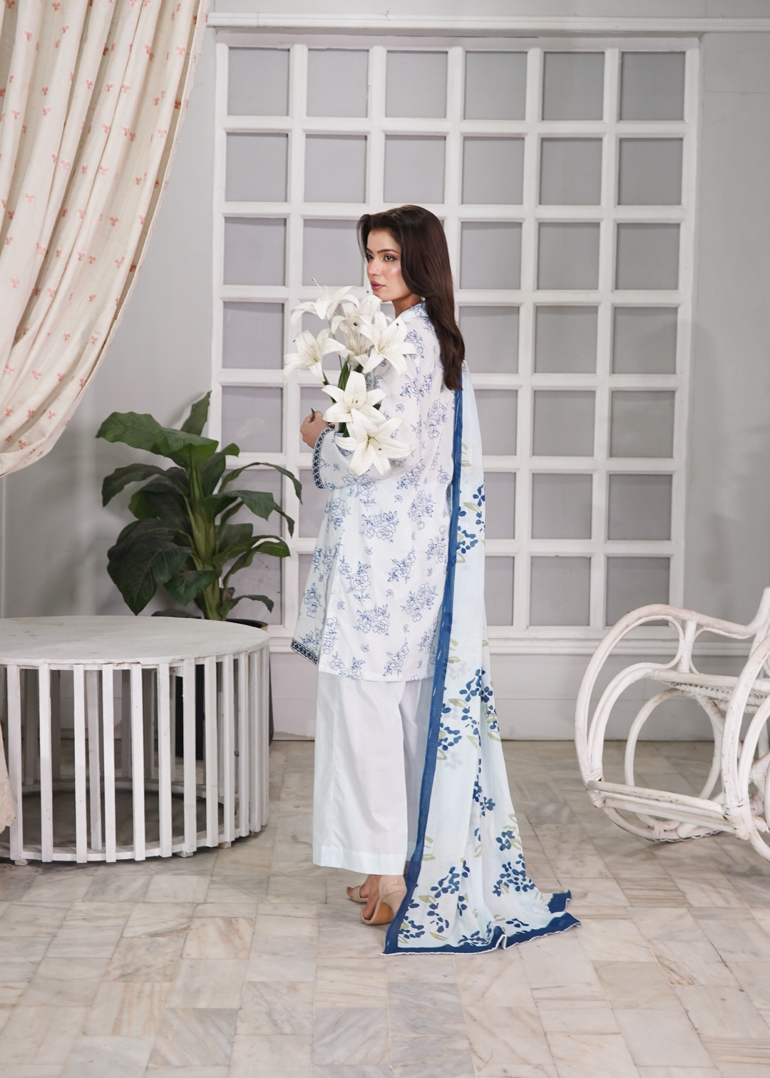 Aroshlay - Noore Ivory Printed Lawn Suit For Women - Off White - 3 Piece