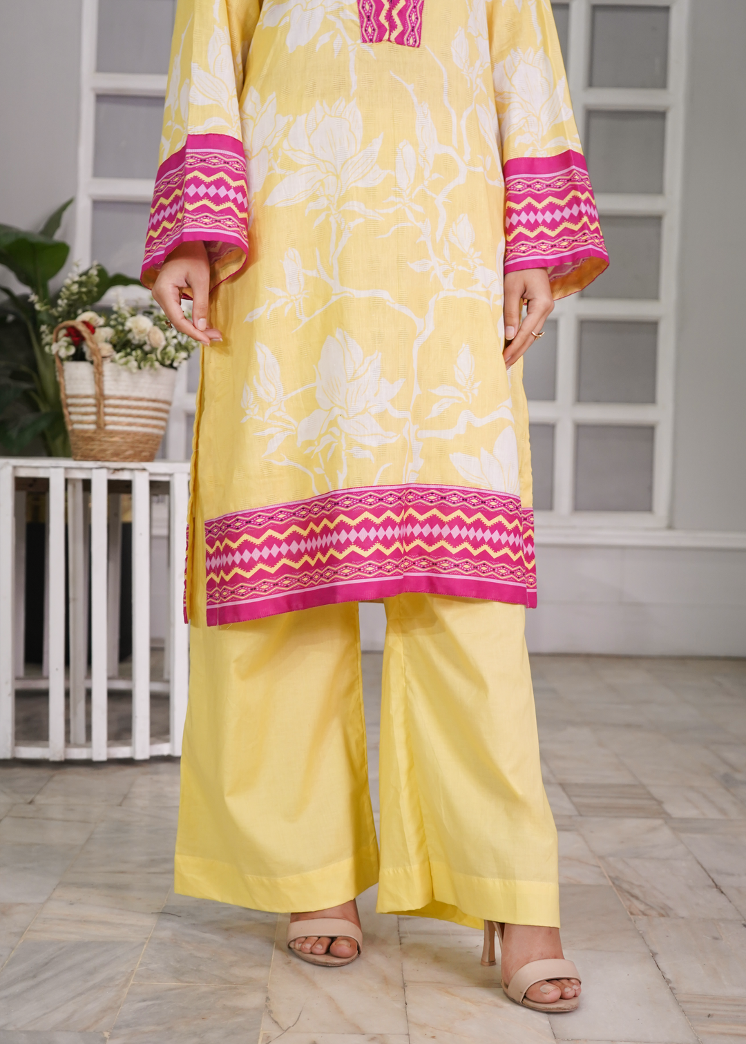 Aroshlay - Sun Bloom Printed Lawn Suit For Women - Butter - 3 Piece