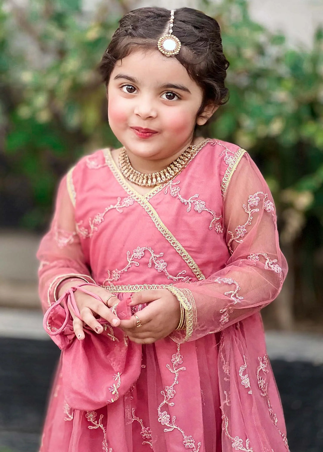 Modest - Net Embroidered Suit For Girl -  3 Piece