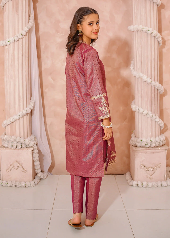 Modest - Maysuri Embroidered Suit For Girl - 3 Piece - Studio by TCS