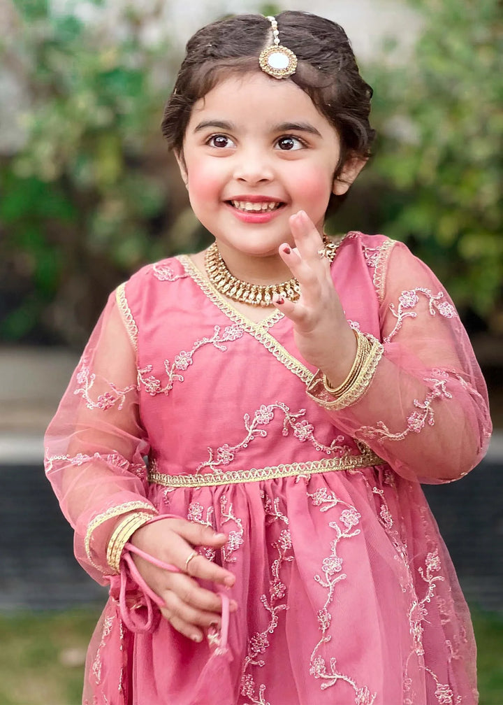 Modest - Net Embroidered Suit For Girl -  3 Piece