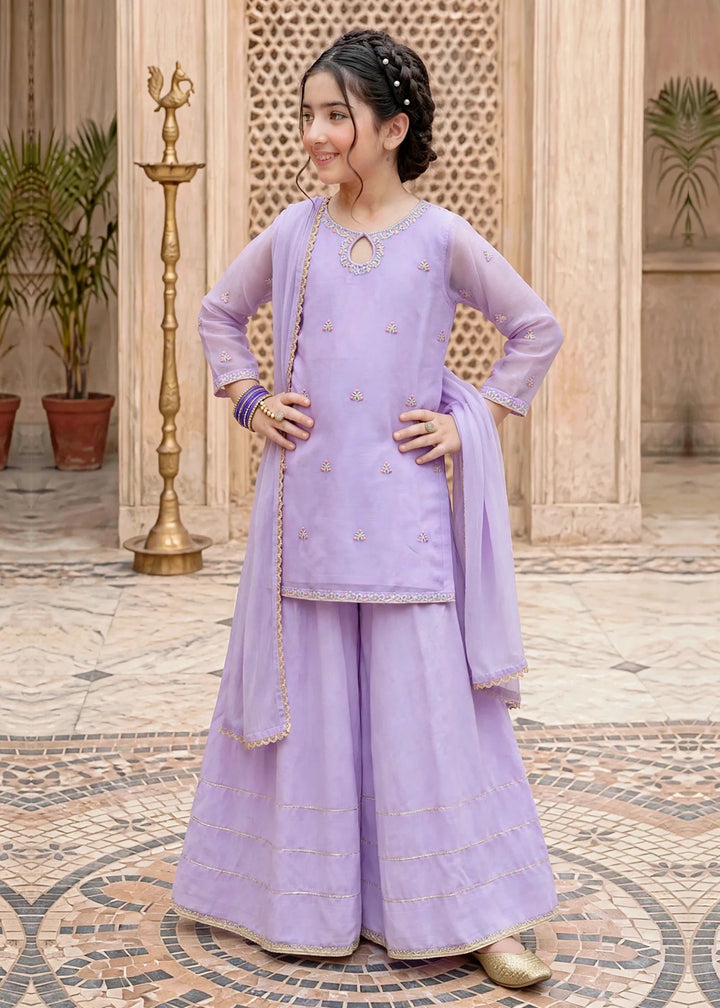 Modest Lavender 3 Piece Embroidered Chiffon Suit