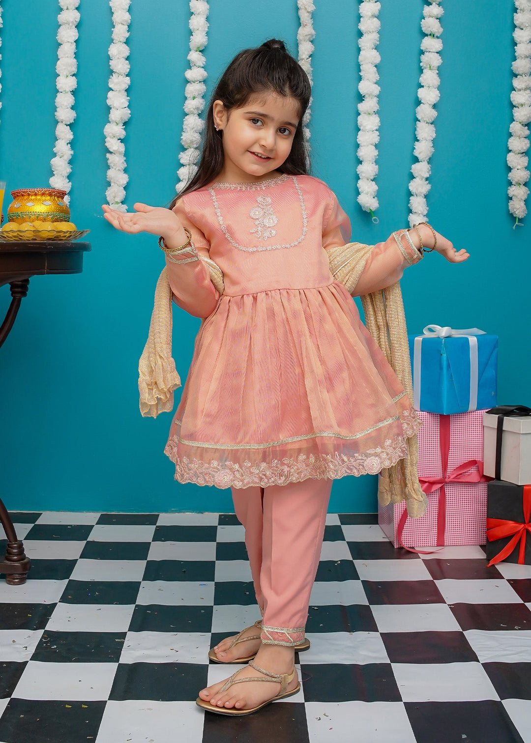 Modest - Maysuri Frock For Girl - Pink - 3 Piece