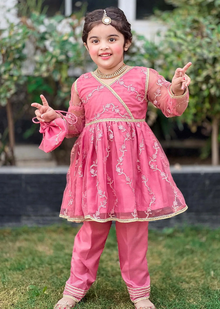 Modest - Net Embroidered Suit For Girl -  3 Piece