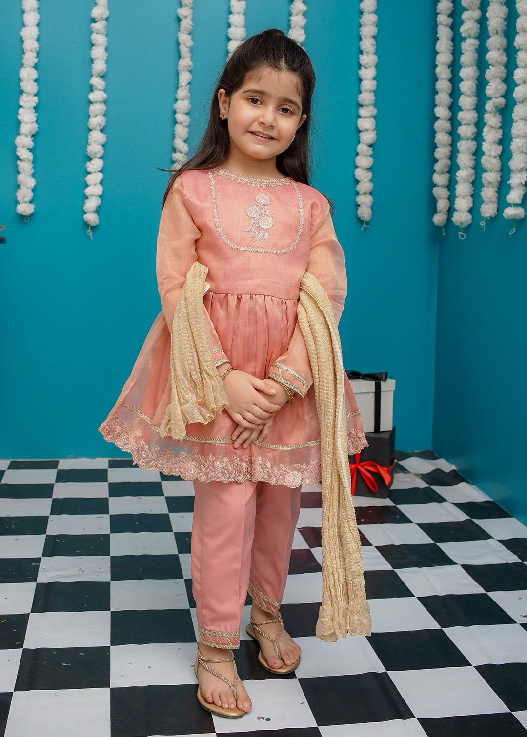 Modest - Maysuri Frock For Girl - Pink - 3 Piece