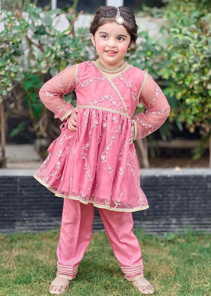 Modest - Net Embroidered Suit For Girl -  3 Piece